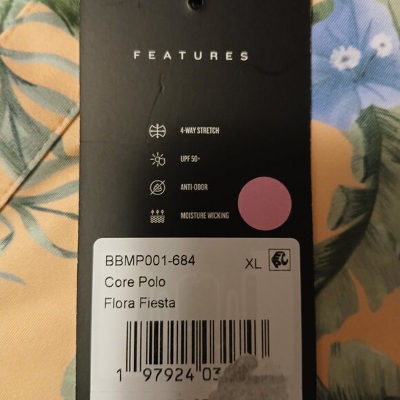 Bad Birdie Men's XL Flora Fiesta Core Golf Polo Peach Multicolor NWT - Picture 5 of 7